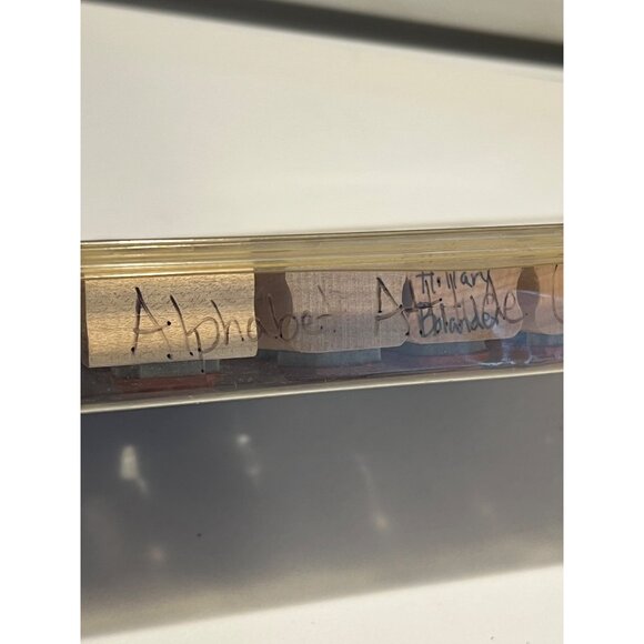 Stampin' Up! Alphabet Attitude Rubber Stamps Set In Wooden Blocks With Plastic C - Picture 3 of 3